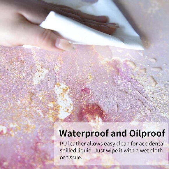 Large Mouse Pad, Cute Pink Desk Mat for Desktop, Women Girls PU Leather Waterpro - Picture 4 of 6